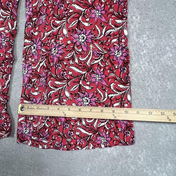 Loft Pants Womens Small Red Pink Fluid Wide Leg Floral Spring Bloom Pockets - Picture 8 of 12
